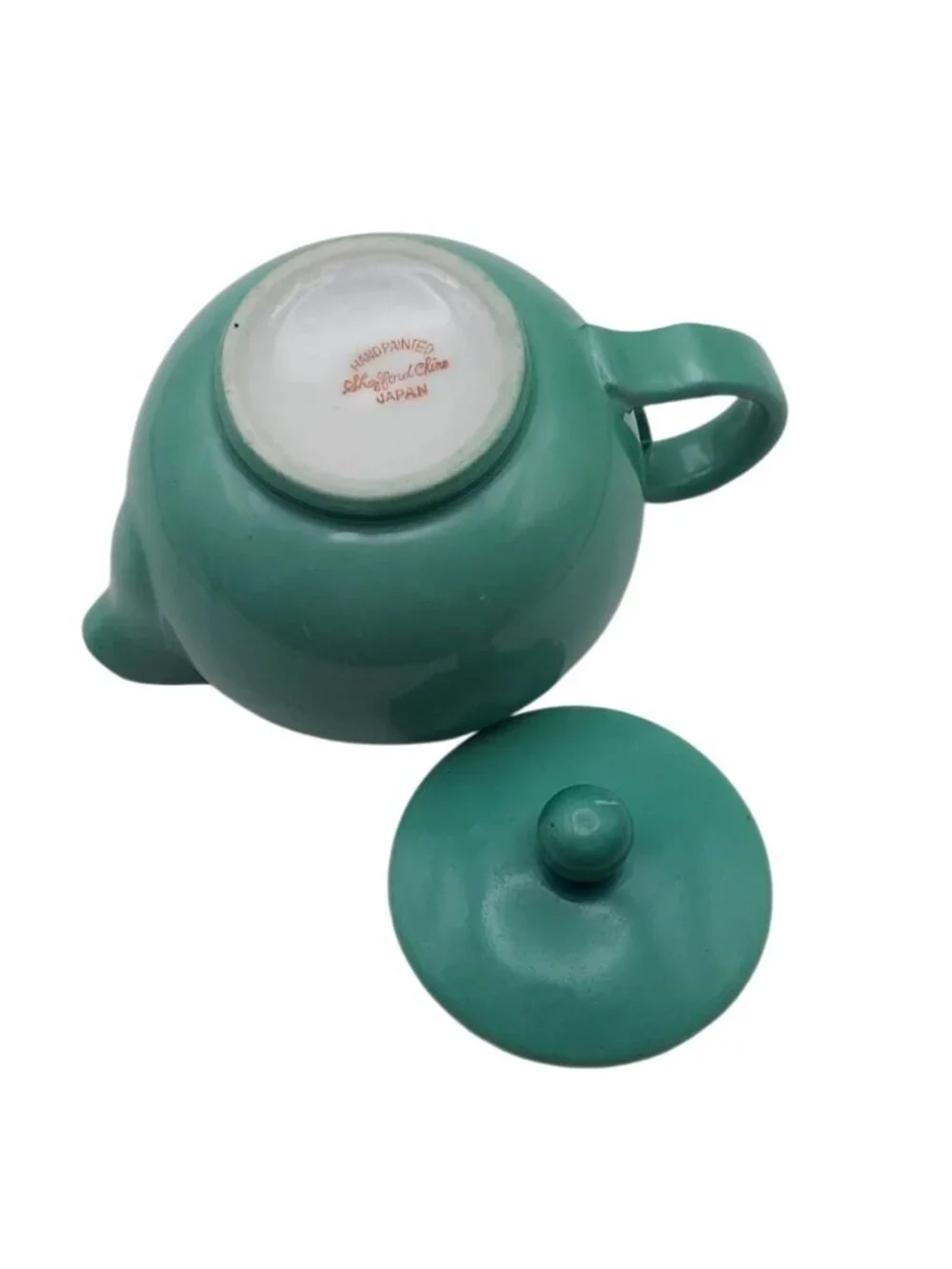 Shafford China Porcelain Creamer Hand Painted Green W/ Lid Japan Vintage MCM
